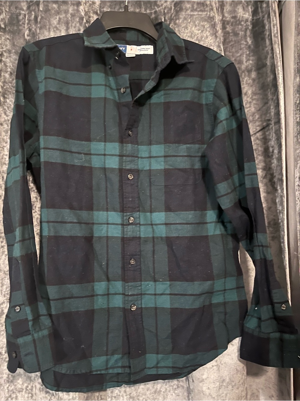 Men's Green and Black Plaid Button-Up Shirt